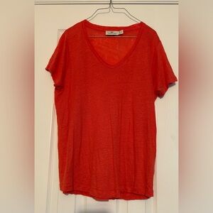 Vineyard Vines Women’s XS Linen Short Sleeve V Neck Coral Shirt